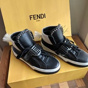 "Karl Loves Fendi" Karlito Fendi Studded Hi-Tops